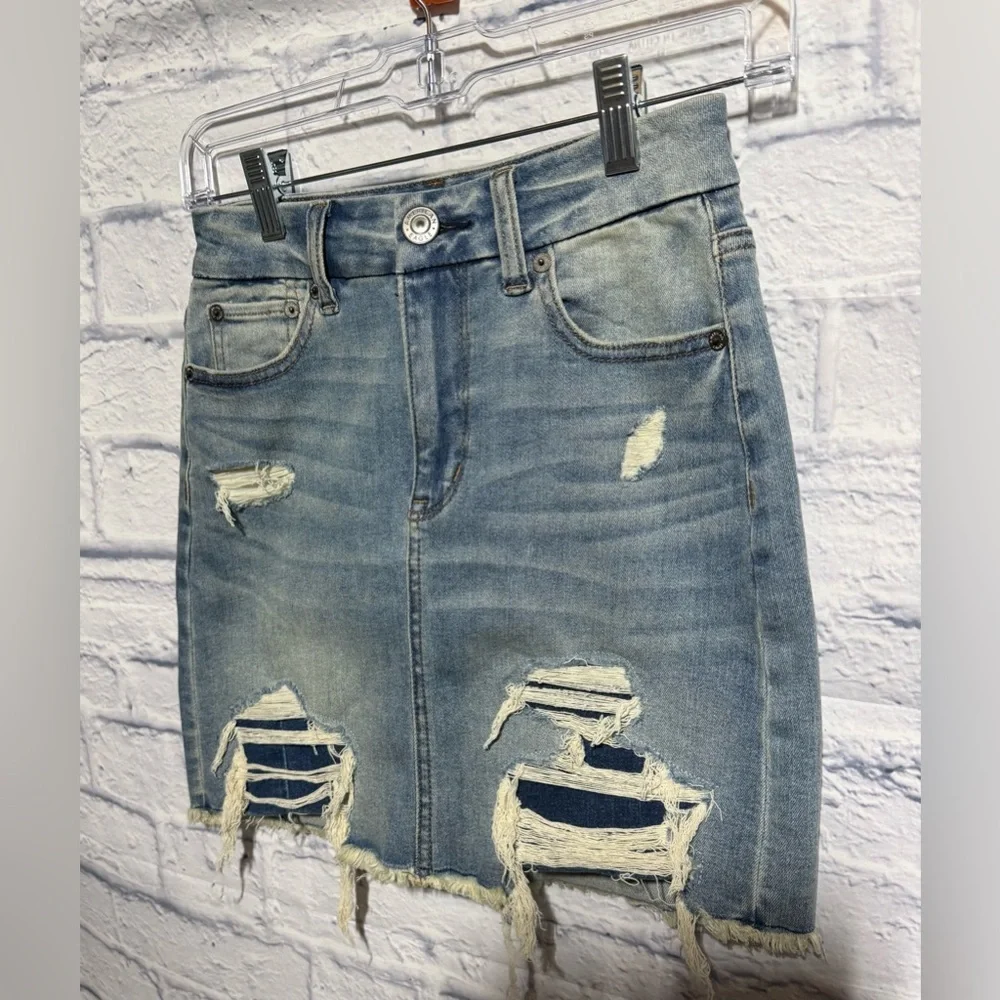 American Eagle Next Level Stretch Curvy Hi-Rise Denim Skirt, Size 00